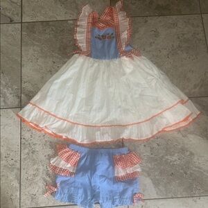 Girls 7/8 Three by The Sea Clothing Gingham Pumpkin Tunic Set BEAUTIFUL!!